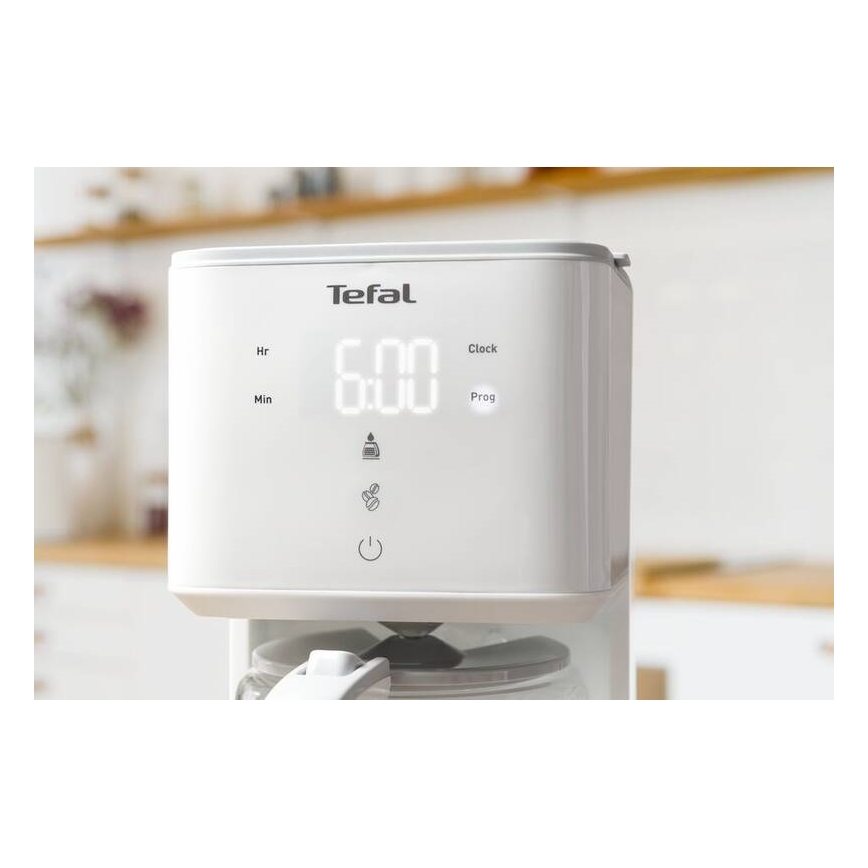 Tefal - Kaffemaskine med LCD-display SENSE 1000W/230V hvid