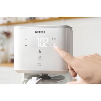 Tefal - Kaffemaskine med LCD-display SENSE 1000W/230V hvid