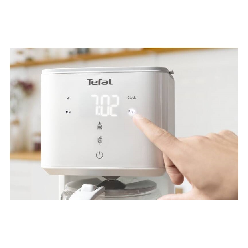 Tefal - Kaffemaskine med LCD-display SENSE 1000W/230V hvid