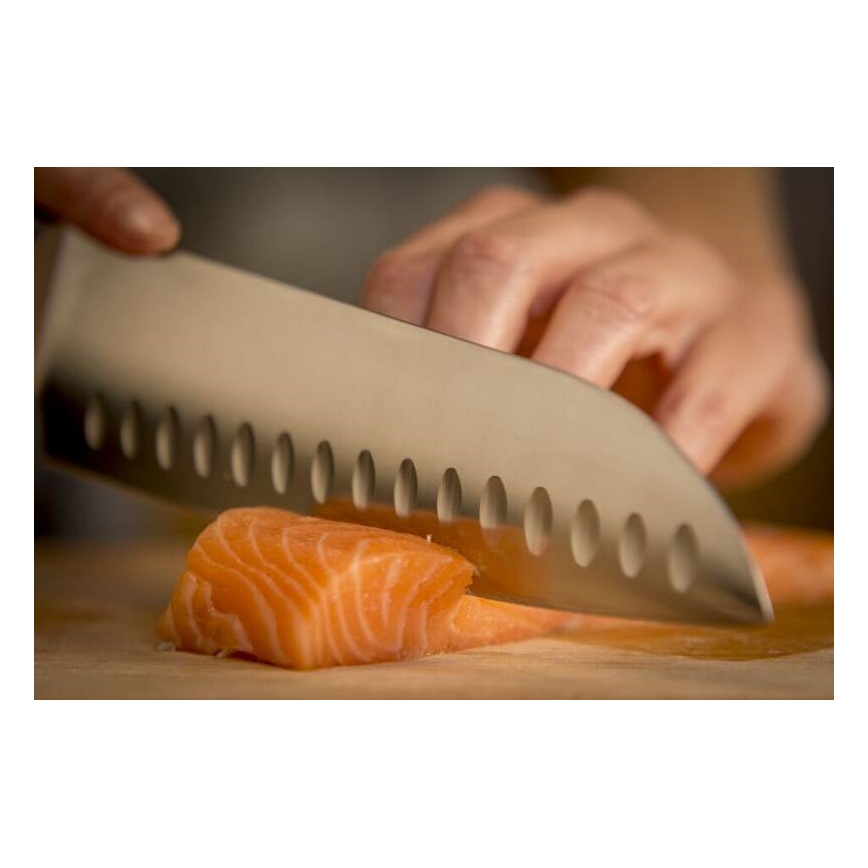 Tefal - Kniv rustfrit stål santoku ICE FORCE 18 cm skinnende krom/sort