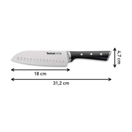 Tefal - Kniv rustfrit stål santoku ICE FORCE 18 cm skinnende krom/sort