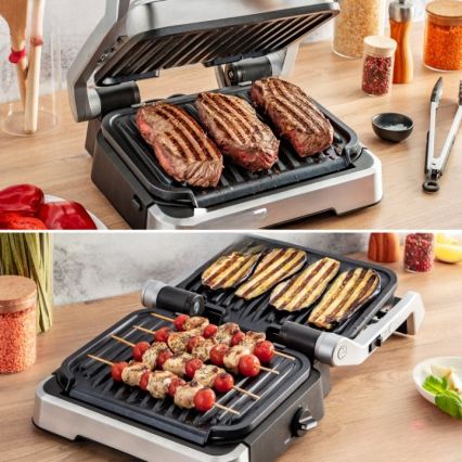 Tefal - Kontaktgrill OPTIGRILL 2-i-1 2100W/230V i rustfrit stål