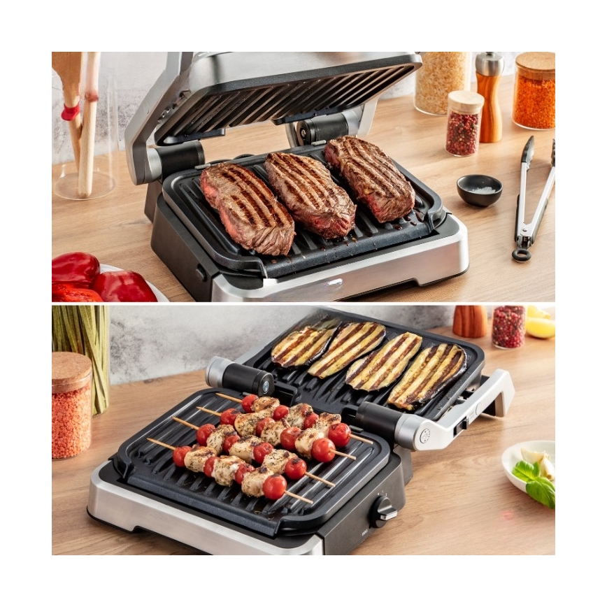 Tefal - Kontaktgrill OPTIGRILL 2-i-1 2100W/230V i rustfrit stål