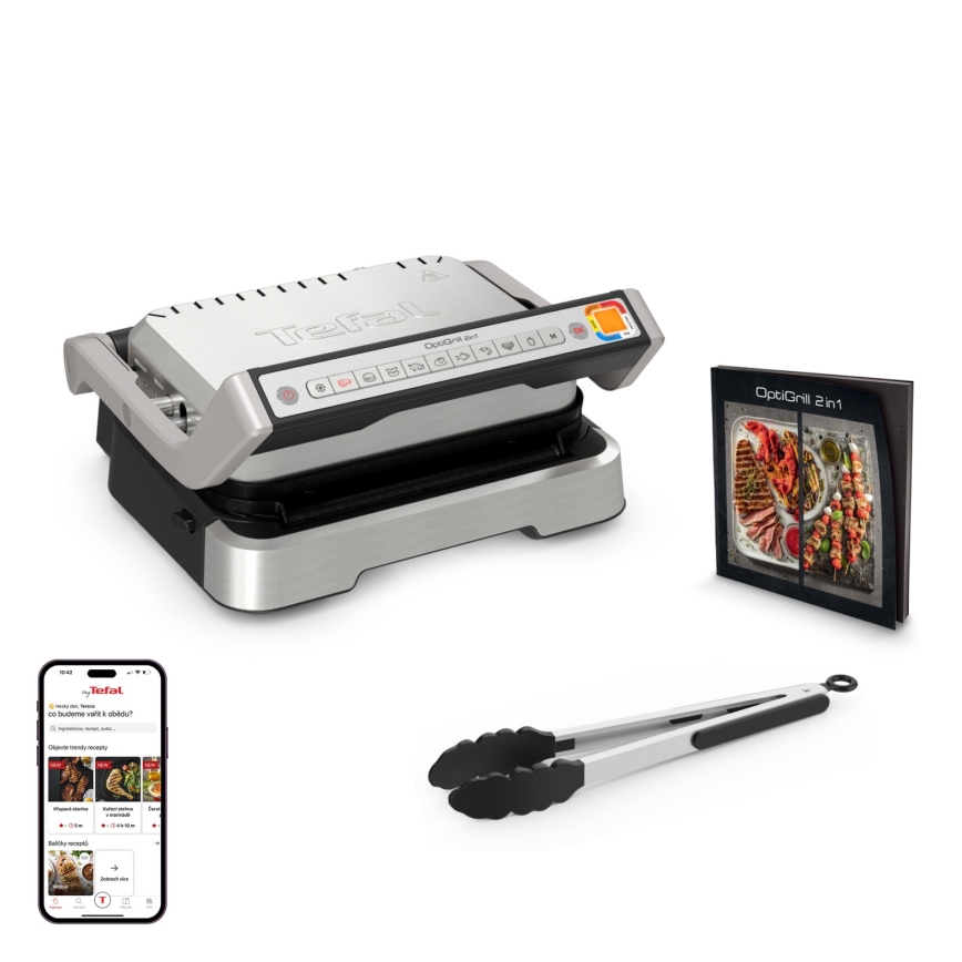 Tefal - Kontaktgrill OPTIGRILL 2-i-1 2100W/230V i rustfrit stål