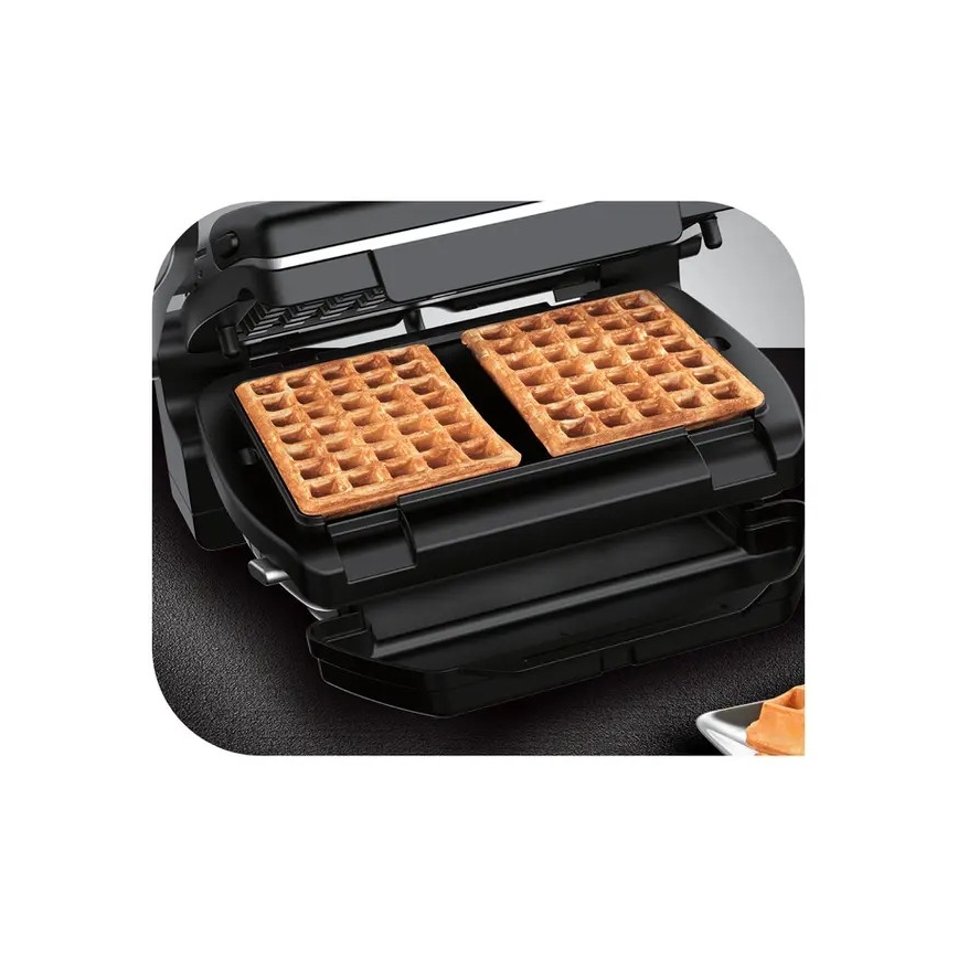 Tefal - Kontaktgrill OPTIGRILL+ INOX WAFFLES 2000W/230V sort/krom