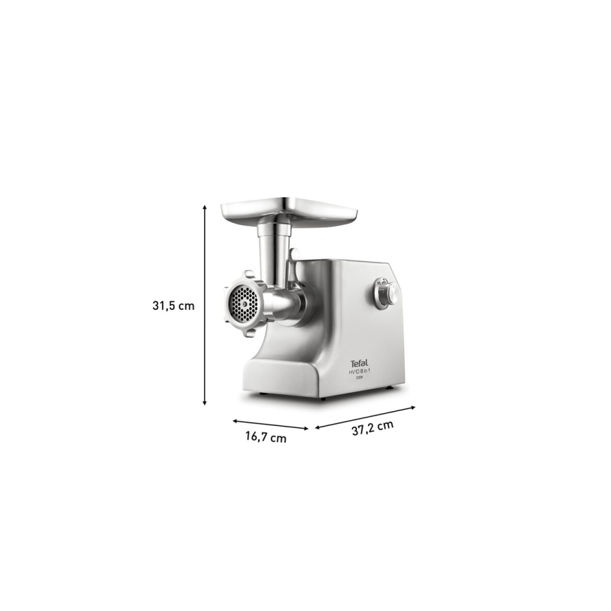 Tefal - Kødhakker 8-i-1 2200W/230V sølvfarvet