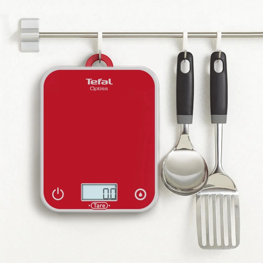 Tefal - Køkkenvægt OPTISS 2xAAA rød