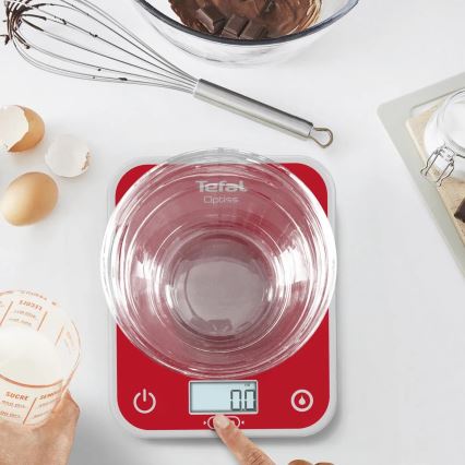 Tefal - Køkkenvægt OPTISS 2xAAA rød