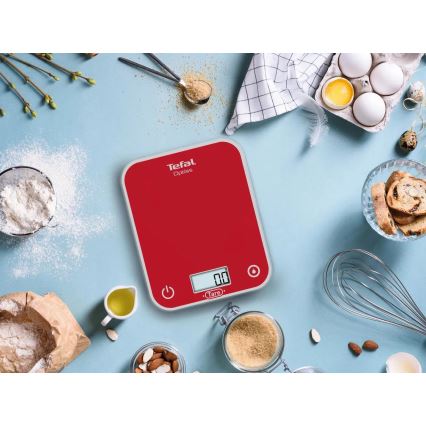 Tefal - Køkkenvægt OPTISS 2xAAA rød
