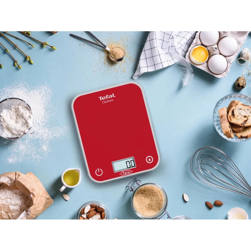 Tefal - Køkkenvægt OPTISS 2xAAA rød