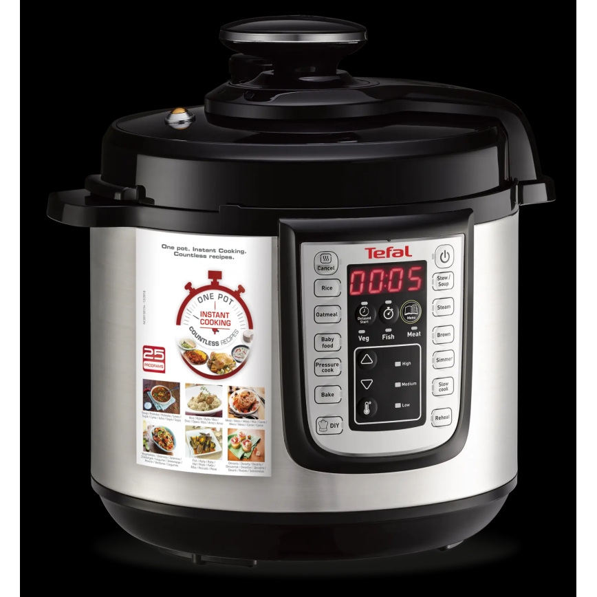 Tefal - Multifunktionel elektrisk trykkoger ALL IN ONE POT 1100W/230V mat krom/sort
