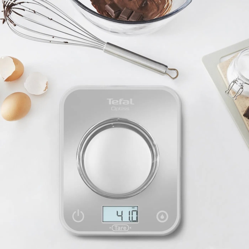 Tefal - Køkkenvægt OPTISS 2xAAA grå