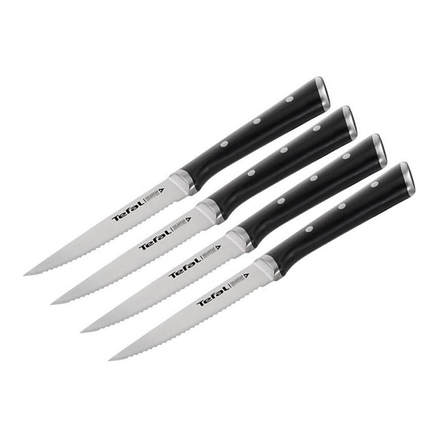 Tefal - SÆT 4x Steakkniv rustfrit stål ICE FORCE 11 cm skinnende krom/sort