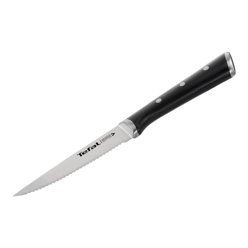Tefal - Sæt med 4 steakknive i rustfrit stål ICE FORCE 11 cm blank krom/sort