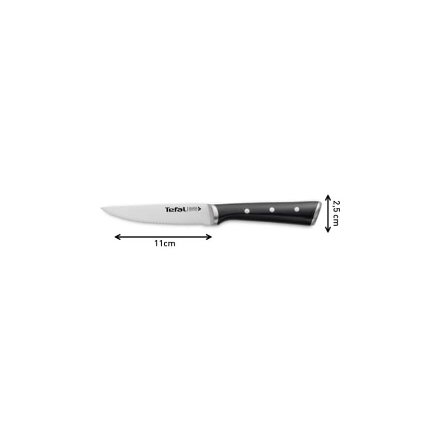 Tefal - Sæt med 4 rustfri steakknive ICE FORCE 11 cm, blank krom/sort