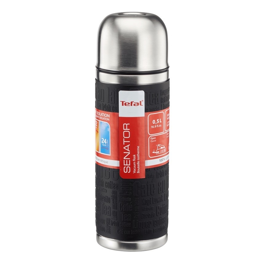 Tefal - Termokande med krus 0,5 l SENATOR rustfri/sort