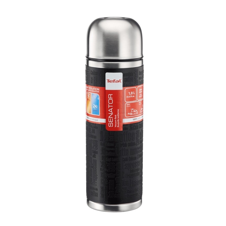 Tefal - Termokande med krus 1 l SENATOR rustfri/sort