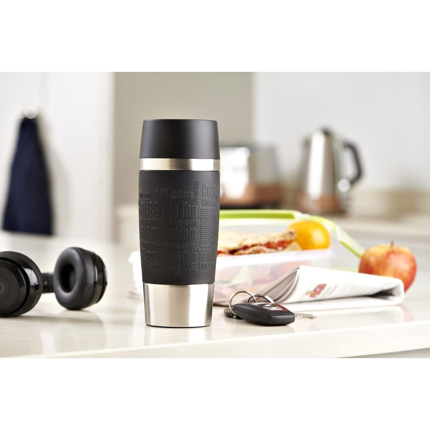 Tefal - Termokrus 360 ml TRAVEL MUG rustfri/sort