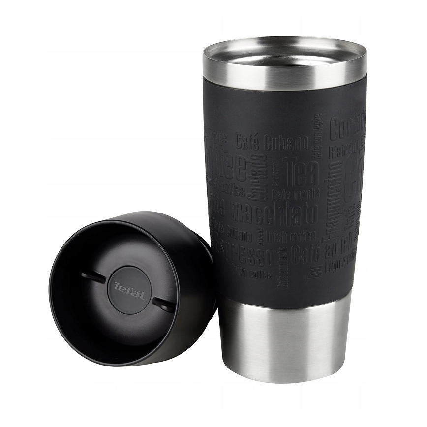 Tefal - Termokrus 360 ml TRAVEL MUG rustfri/sort
