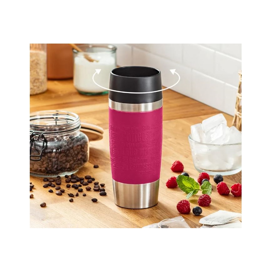 Tefal - Rejsekrus 360 ml TRAVEL MUG rustfrit stål/lyserød