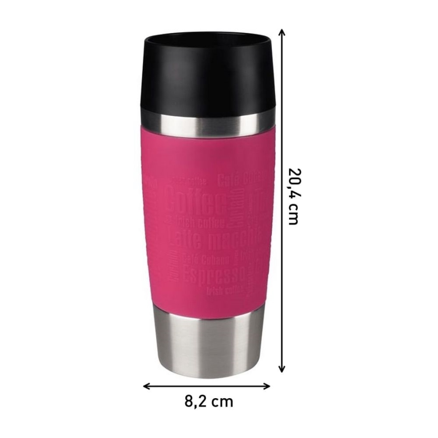 Tefal - Rejsekrus 360 ml TRAVEL MUG rustfrit stål/lyserød