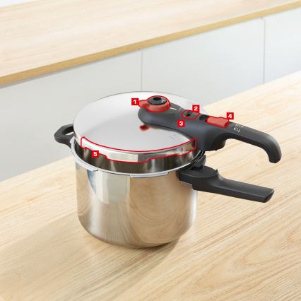 Tefal - Trykkoger 6 l SECURE TRENDY + 5-delers sæt INGENIO EMOTION