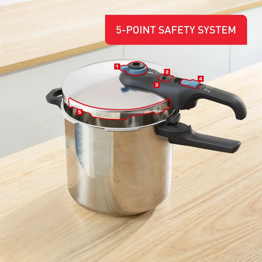 Tefal - Trykkoger 8 l SECURE TRENDY rustfri