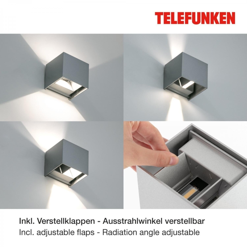 Telefunken 303404TF - LED udendørs væglampe LED/7W/230V IP44 sølvfarvet