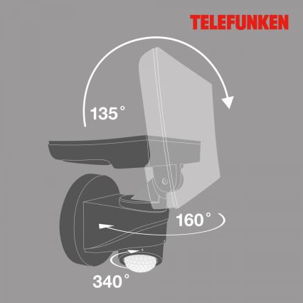 Telefunken 304305TF - Udendørs LED væglampe med sensor LED/24W/230V IP44 sort