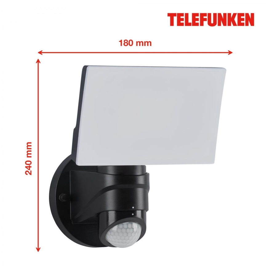Telefunken 304305TF - Udendørs LED væglampe med sensor LED/24W/230V IP44 sort