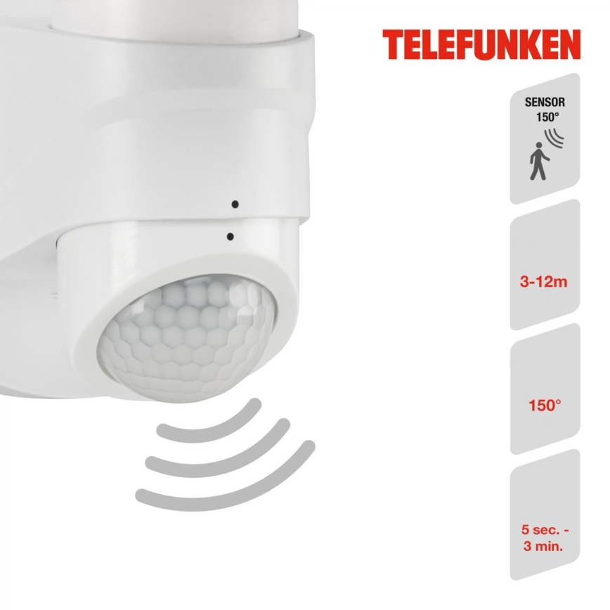 Telefunken 304306TF - Udendørs LED væglampe med sensor LED/16W/230V IP44 hvid