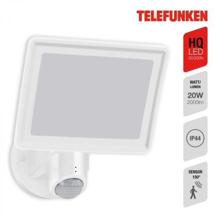 Telefunken 304406TF - LED udendørs vægprojektør med sensor LED/20W/230V IP44