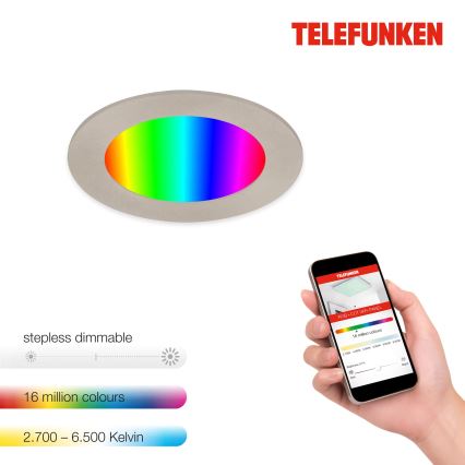 Telefunken 309302TF - LED indbygningslampe til badeværelse m. RGBW-farver dæmpbar LED/6W/230V 2700-6500K IP23 Wi-Fi Tuya