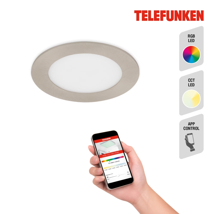 Telefunken 309302TF - LED indbygningslampe til badeværelse m. RGBW-farver dæmpbar LED/6W/230V 2700-6500K IP23 Wi-Fi Tuya