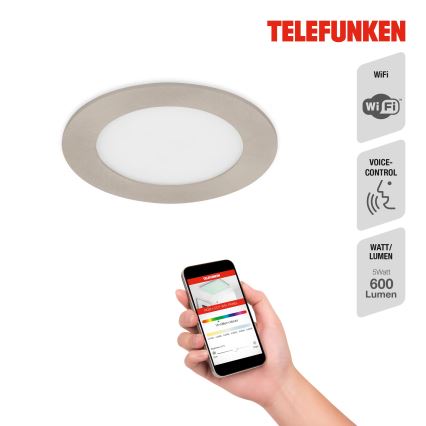 Telefunken 309302TF - LED indbygningslampe til badeværelse m. RGBW-farver dæmpbar LED/6W/230V 2700-6500K IP23 Wi-Fi Tuya
