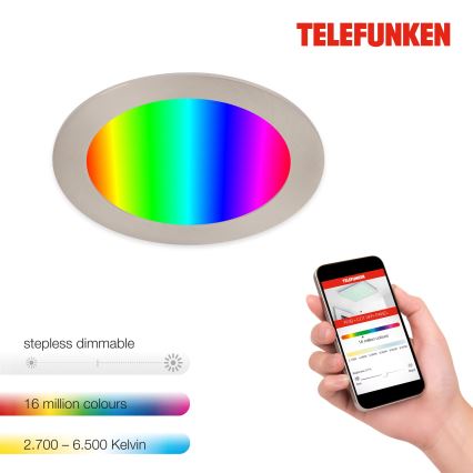 Telefunken 309402TF - LED indbygningslampe til badeværelse m. RGBW-farver dæmpbar LED/12W/230V 2700-6500K IP23 Wi-Fi Tuya