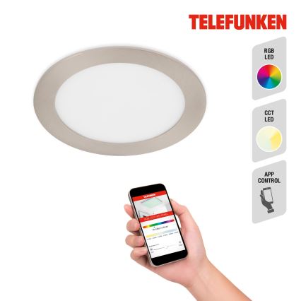 Telefunken 309402TF - LED indbygningslampe til badeværelse m. RGBW-farver dæmpbar LED/12W/230V 2700-6500K IP23 Wi-Fi Tuya