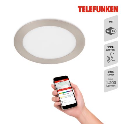 Telefunken 309402TF - LED indbygningslampe til badeværelse m. RGBW-farver dæmpbar LED/12W/230V 2700-6500K IP23 Wi-Fi Tuya