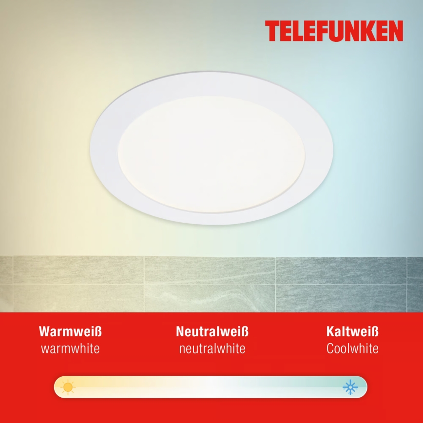 Telefunken 309406TF - LED RGBW Dæmpbar indbygningsarmatur FRAME LED/12W/230V 2700-6500K Wi-Fi Tuya hvid