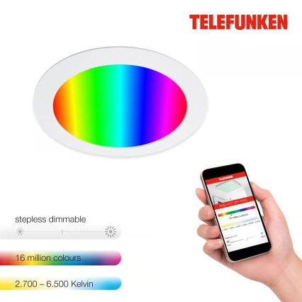 Telefunken 309406TF - LED RGBW Dæmpbar indbygningsarmatur FRAME LED/12W/230V 2700-6500K Wi-Fi Tuya hvid