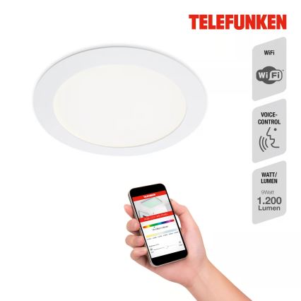 Telefunken 309406TF - LED RGBW Dæmpbar indbygningsarmatur FRAME LED/12W/230V 2700-6500K Wi-Fi Tuya hvid