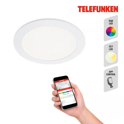 Telefunken 309406TF - LED RGBW Dæmpbar indbygningsarmatur FRAME LED/12W/230V 2700-6500K Wi-Fi Tuya hvid