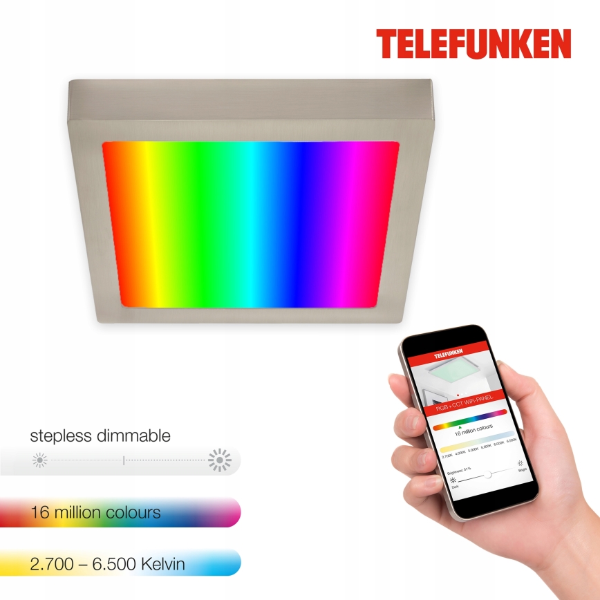 Telefunken 309602TF - LED loftlampe m. RGBW-farver dæmpbar LED/18W/230V 2700-6500K Wi-Fi Tuya