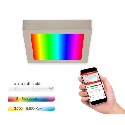 Telefunken 309702TF - LED loftlampe dæmpbar RGB-farver LED/23W/230V 2700-6500 Wi-Fi Tuya mat krom