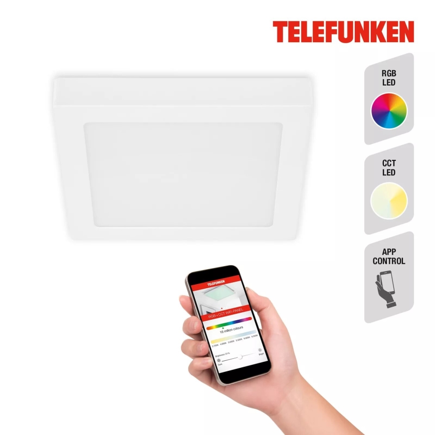 Telefunken 309706TF - LED loftlampe dæmpbar RGB-farver LED/23W/230V 2700-6500K Wi-Fi Tuya hvid