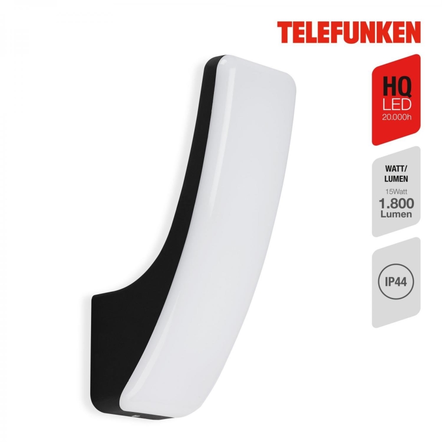 Telefunken 311605TF - Udendørs LED væglampe LED/15W/230V IP44 sort