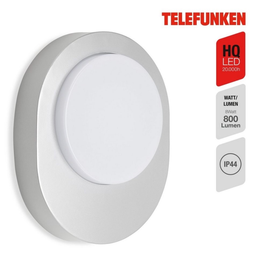 Telefunken 312004TF - Udendørs LED væglampe LED/8W/230V IP44 sølvfarvet