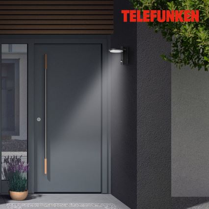 Telefunken 312505TF - Udendørs LED væglampe med sensor LED/10W/230V IP44 sort
