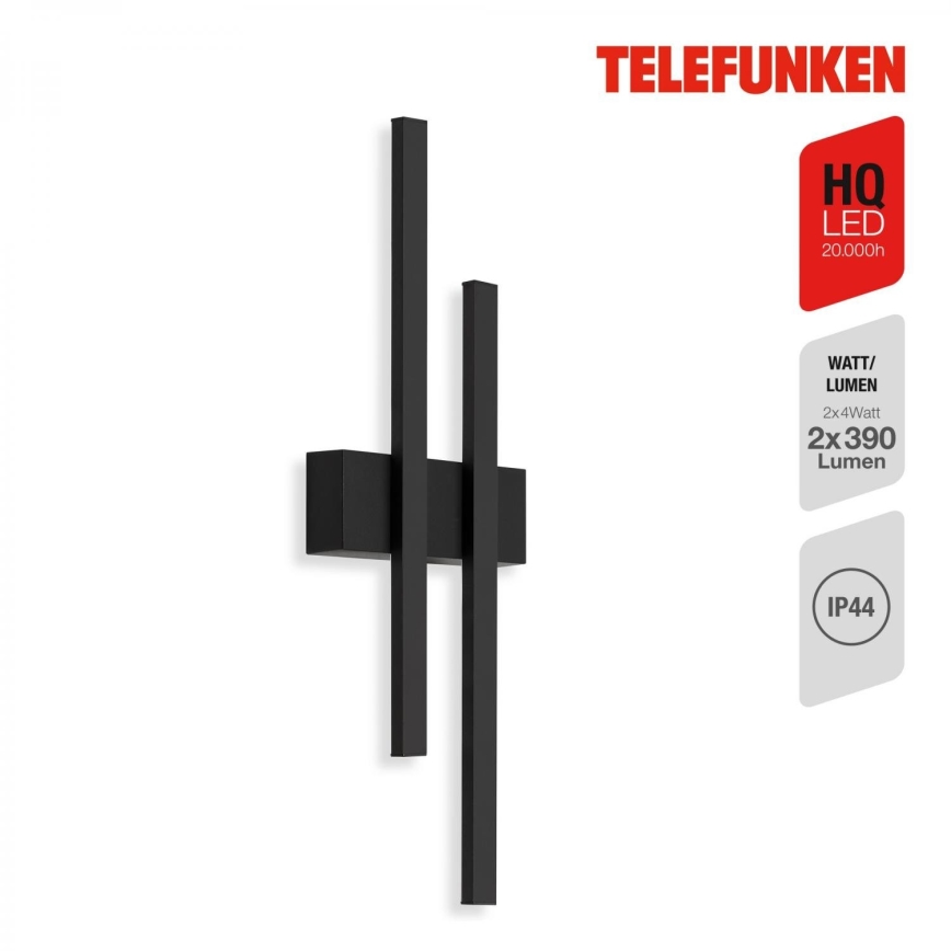 Telefunken 313205TF - Udendørs LED væglampe 2xLED/4W/230V 4000K IP44