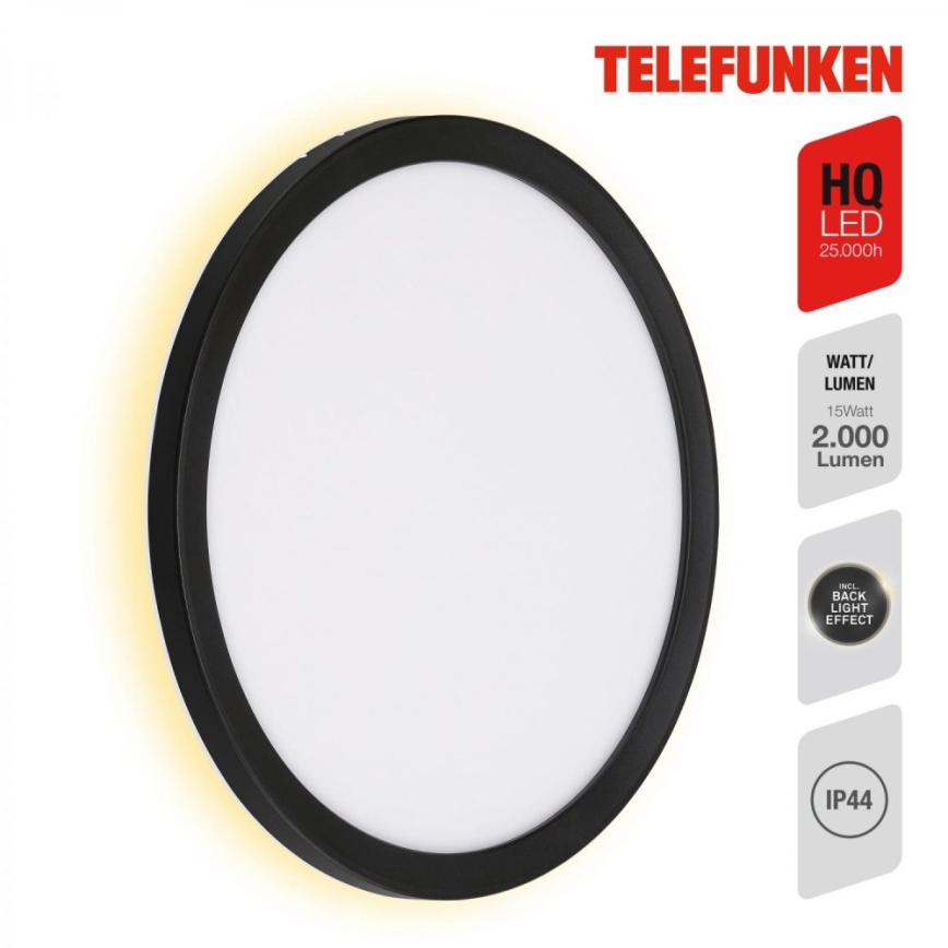 Telefunken 313405TF - LED udendørs væglampe LED/15W/230V IP44 sort